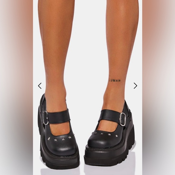 Demonia Shoes - Demonia Black Platform Shoes with Star Accents